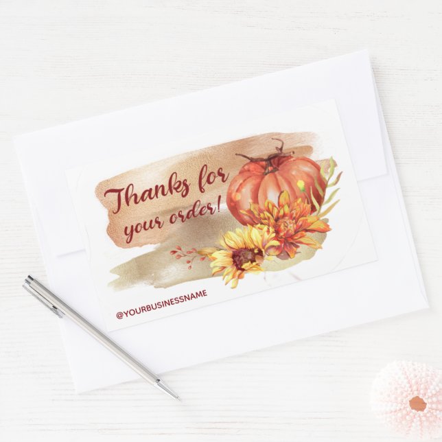 Autumn Flowers & Pumpkins  Rectangular Sticker (Envelope)