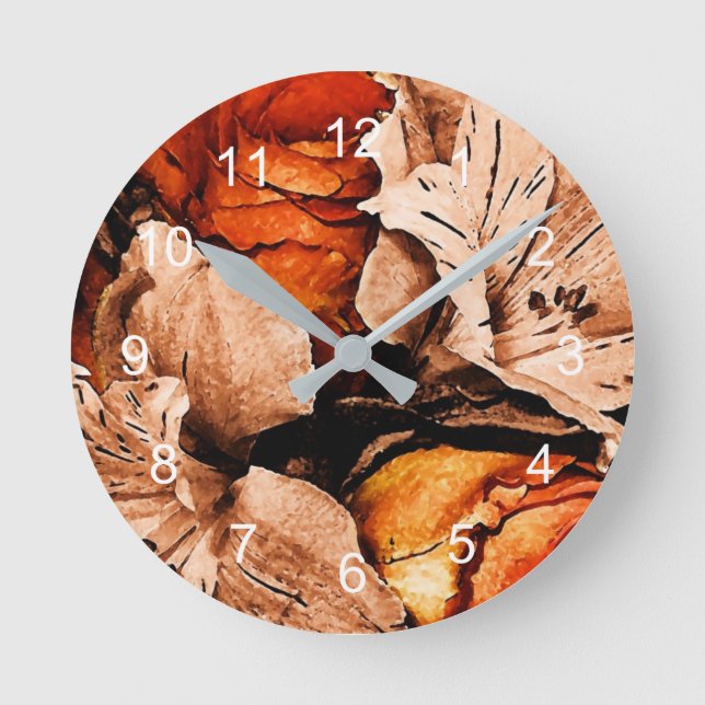 Autumn Flowers Round Clock (Front)