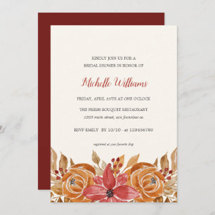 Autumn Flowers Rustic Bridal Shower Invitation
