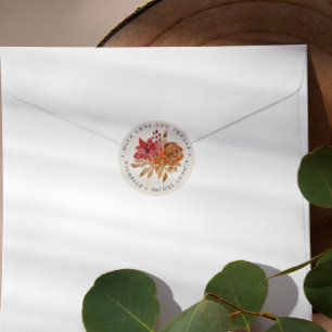 Autumn Flowers Rustic Bridal Shower THANK YOU Cla Classic Round Sticker
