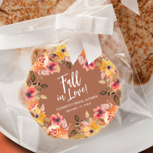 Autumn Flowers Terracotta Bridal Shower Classic Round Sticker
