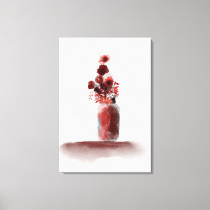Autumn Flowers Vase Painting Canvas Print