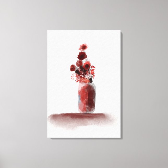 Autumn Flowers Vase Painting Canvas Print (Front)