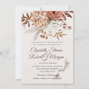 Autumn Flowers Wedding Invitation