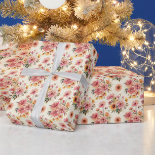 Autumn flowers wrapping paper