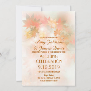 Autumn Fog Fall Leaf Wedding Invitations