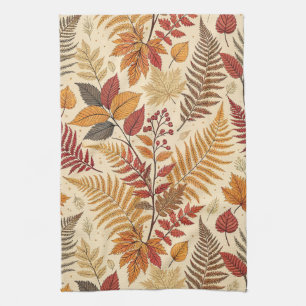 Autumn Foliage and Berries – Warm Earthy Tones Tea Towel