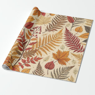 Autumn Foliage and Berries – Warm Earthy Tones Wrapping Paper