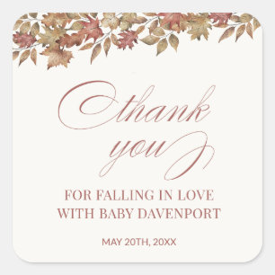 Autumn Foliage Baby Shower Thank You Square Sticker