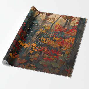 Autumn Foliage Colourful Woods Decoupage Wrapping Paper
