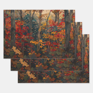 Autumn Foliage Colourful Woods Decoupage Wrapping Paper Sheet