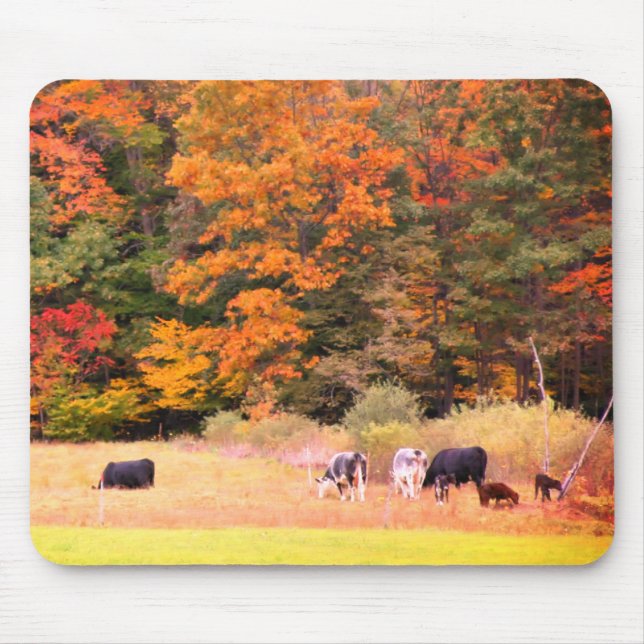 Autumn Foliage Cows Pasture Nature  Mouse Mat (Front)