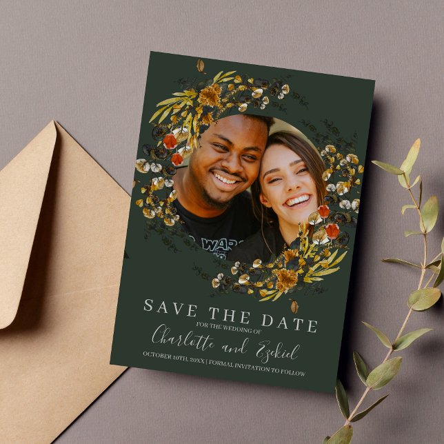Autumn Foliage Dried Greenery Fall Wedding Save The Date (Creator Uploaded)
