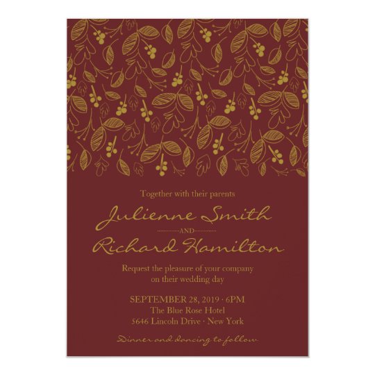 Autumn Foliage Elegant Fall Wedding Invitation Zazzle Co Uk