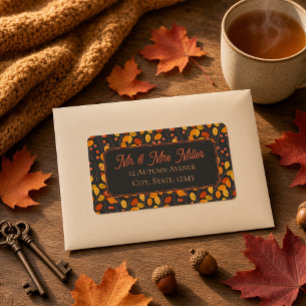 Autumn Foliage Fall Botanical Dark Return Address Label