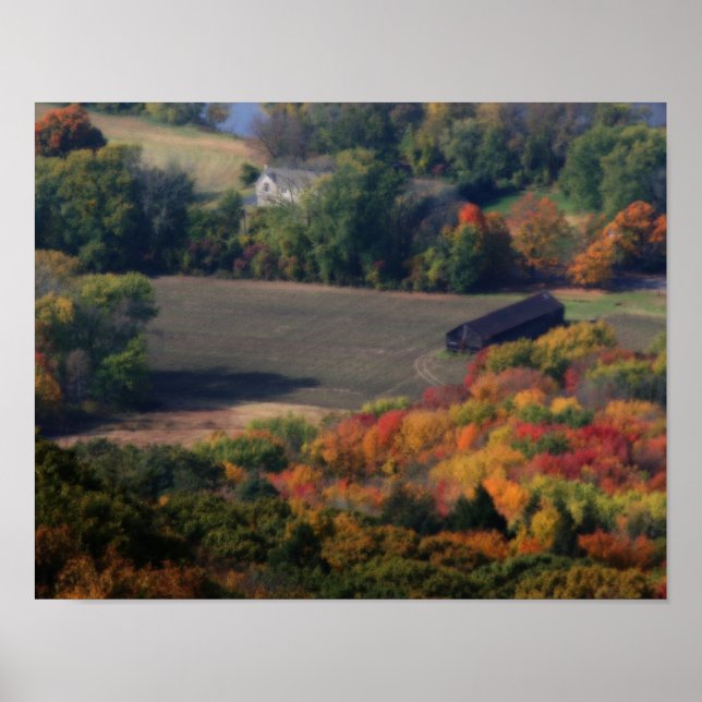 Autumn Foliage Fields Barn Nature Orton Art Poster (Front)