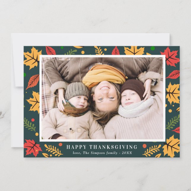 Autumn foliage Happy Thanksgiving Holiday Card (Front)