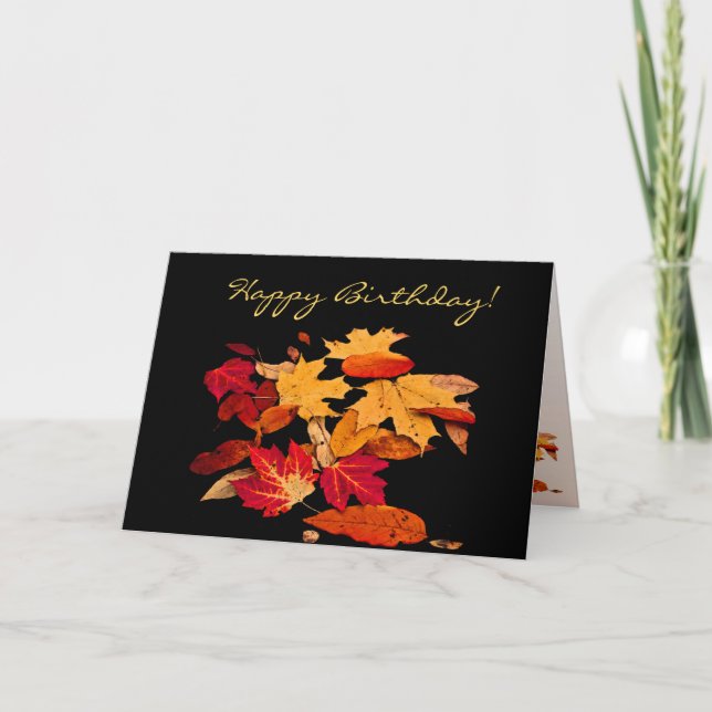 Autumn Foliage in Orange Red Yellow Birthday Card (Front)