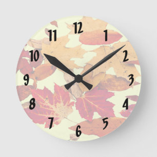 Autumn Foliage in Red Orange Brown Yellow Clock