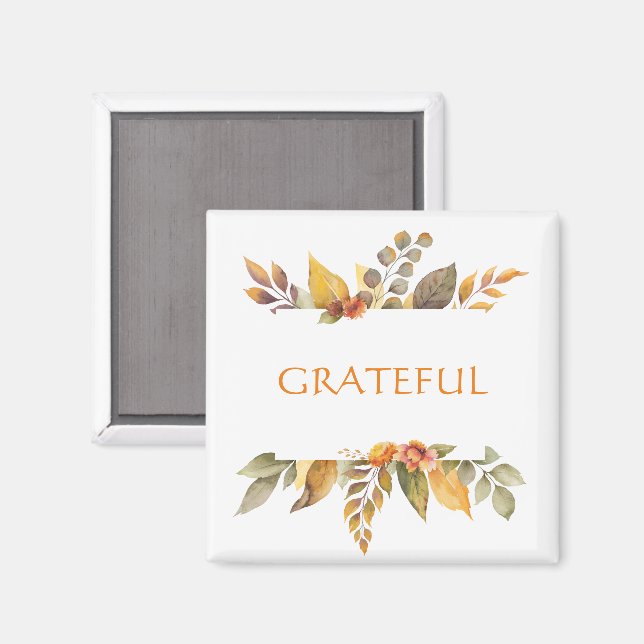 Autumn Foliage Orange GRATEFUL Thanksgiving Magnet (Front/Back)