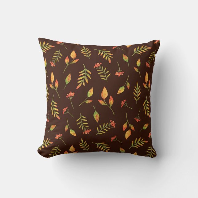 Autumn Foliage Pattern - Rustic Fall Home Decor Cushion (Front)