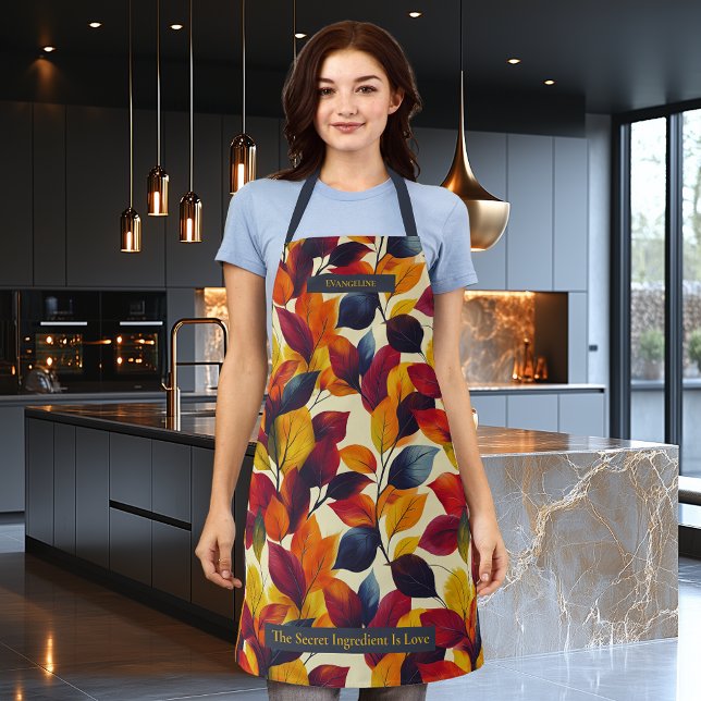 Autumn Foliage Pattern with Vibrant Leaves Design Apron (Creator Uploaded)