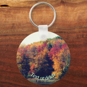 Autumn Foliage Pond Nature Personalised Key Ring