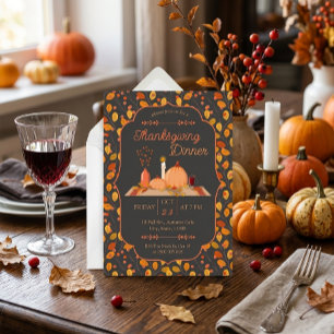 Autumn Foliage Pumpkins Thanksgiving Dinner Invitation