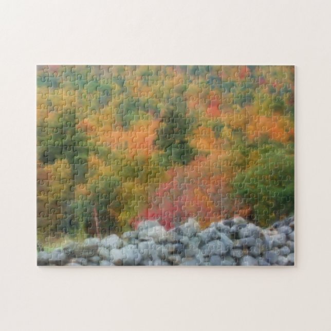 Autumn Foliage Stone Wall Nature Art Jigsaw Puzzle (Horizontal)