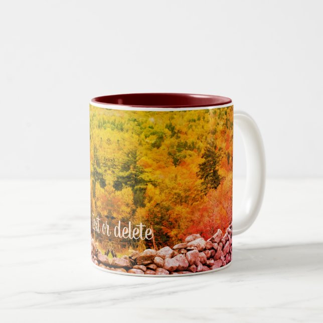 Autumn Foliage Stone Wall Nature Art Personalised  Two-Tone Coffee Mug (Front Right)