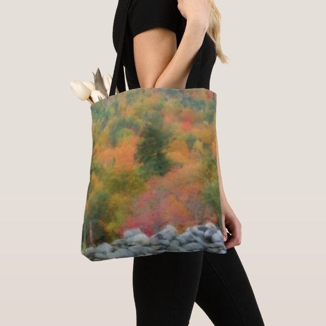 Autumn Foliage Stone Wall Nature Art  Tote Bag (Close Up)