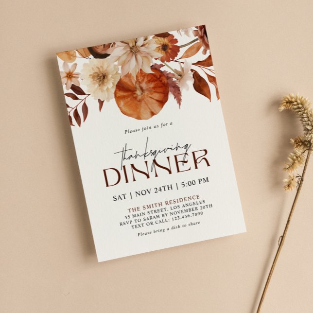 Autumn Foliage Thanksgiving Dinner Party Invitation (Creator Uploaded)