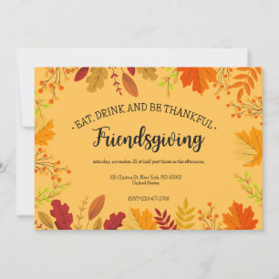 Autumn Foliage Thanksgiving Feast Yellow Invitation