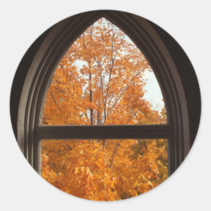 Autumn Foliage View Classic Round Sticker