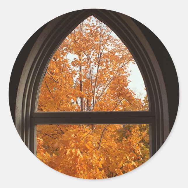 Autumn Foliage View Classic Round Sticker (Front)