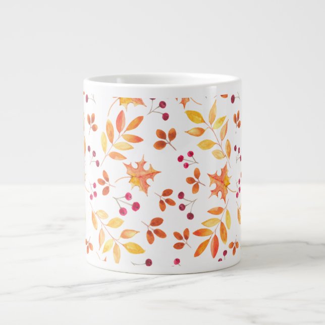 Autumn Foliage Watercolor Large Coffee Mug (Front)