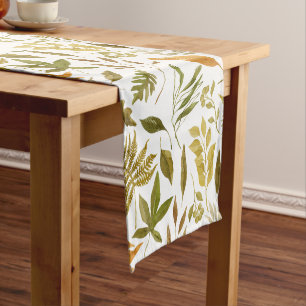 Autumn Foliage Watercolor Short Table Runner