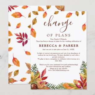 Autumn foliage Wedding postponed announcement