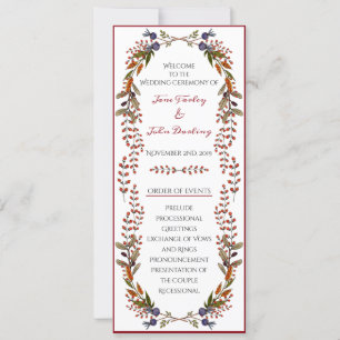 Autumn Foliage Wedding Program Invitation