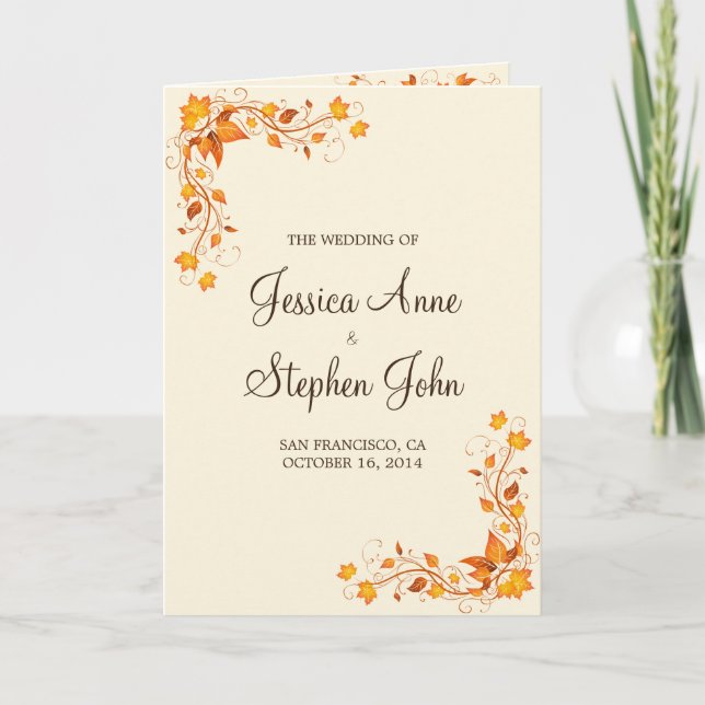 Autumn Foliage Wedding Program Programme (Front)