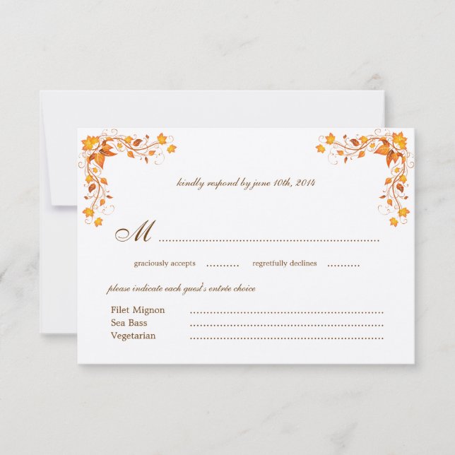 Autumn Foliage Wedding RSVP Card with Envelope (Front)