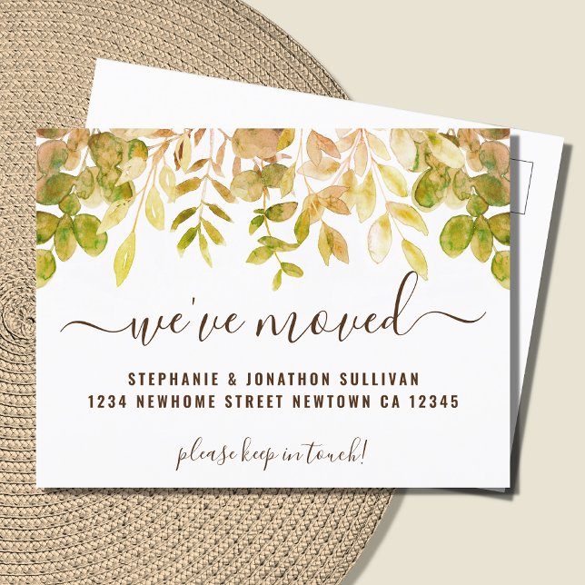Autumn Foliage We've Moved  Announcement Postcard (Creator Uploaded)