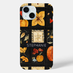 Autumn Folk Art Quilt Pattern Rustic Patchwork iPhone 15 Case