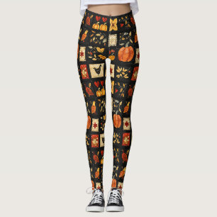 Autumn Folk Art Quilt Pattern   Rustic Patchwork Leggings