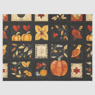Autumn Folk Art Quilt Pattern Rustic Patchwork Tissue Paper