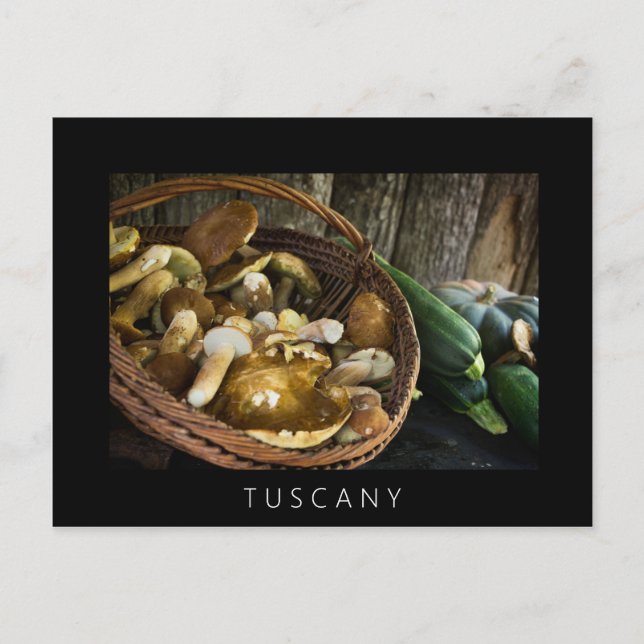 Autumn food still life in Tuscany black postcard (Front)