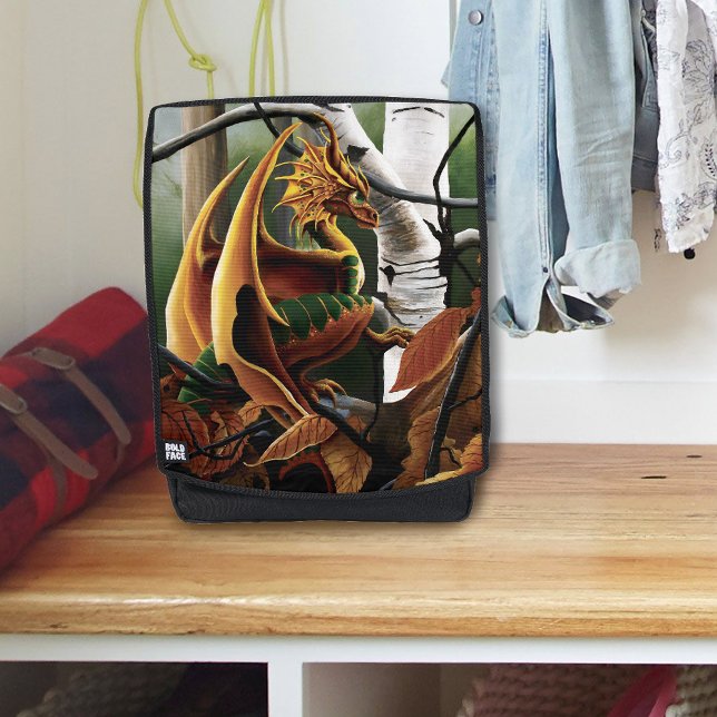 Autumn Forest Amber Dragon Birch Trees Fantasy Backpack (Creator Uploaded)