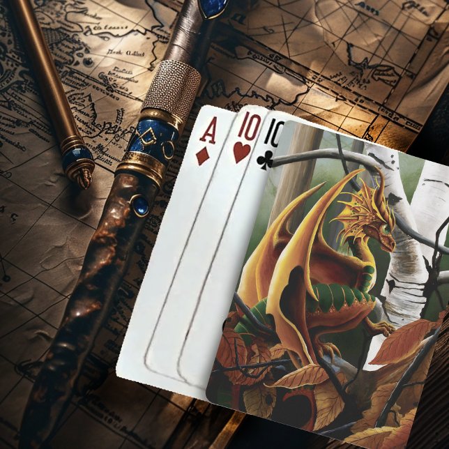 Autumn Forest Amber Dragon Birch Trees Fantasy Playing Cards (Creator Uploaded)
