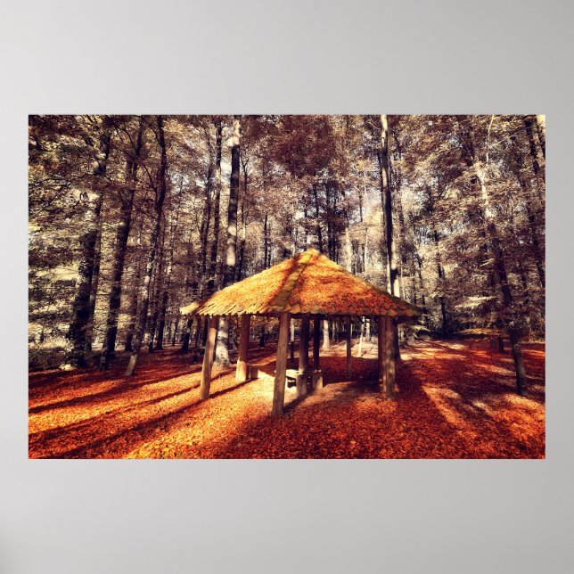 Autumn forest and chalet poster (Front)
