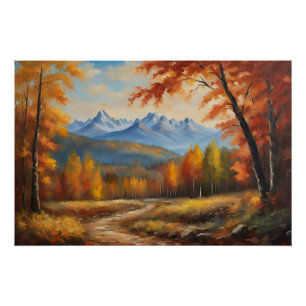 Autumn Forest and Mountain Landscape  Poster